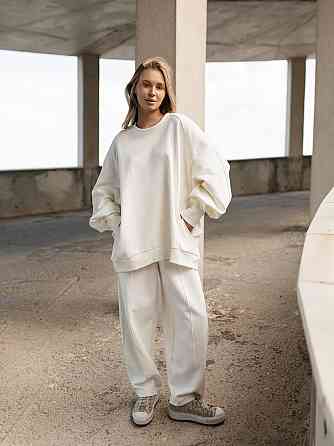 Женский оверсайз костюм: объемная кофта с трендовыми брюками бананами турецкий дабл фейс 100% хлопок Одесса