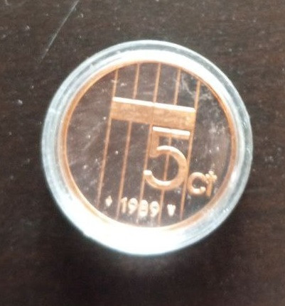 Монета 5 центов. 1989 год, Нидерланды. (капсула) ПРУФ Полтава - изображение 1