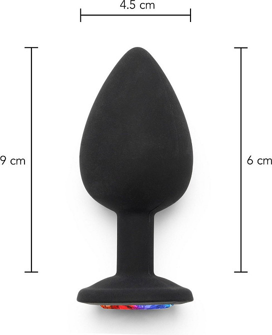 Анальная пробка Toy Joy Rainbow Booty Jewel с радужным кристаллом, черный, Large Sex Aura Киев - изображение 3