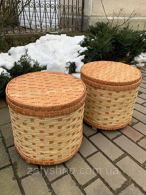 Пуфик-корзина  из лозы, плетеный, круглый Киев - изображение 3