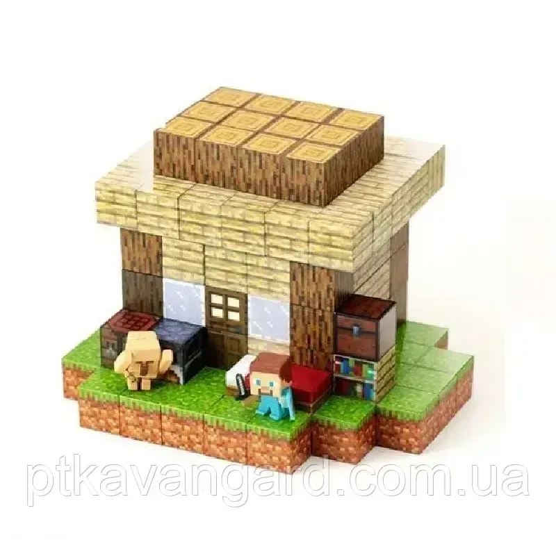 Конструктор магнітний майнкрафт будинок із дерева 120 магнітних блоків Dream World LZCK 004 Хмельницький - фото 1