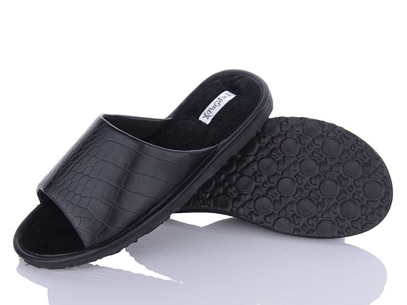 Мужские черные тапочки с открытым носком для дома, ТМ 