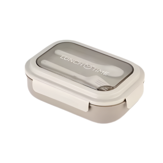 Контейнер,ланч бокс для горячей и холодной еды с отдельными отсеками и столовыми приборами для пищи,бежевый Каменец-Подольский