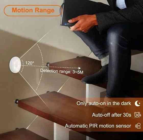 LED світильник-нічник з датчиком руху і датчиком день/ніч з кнопкою увімк./вимк. Сміла