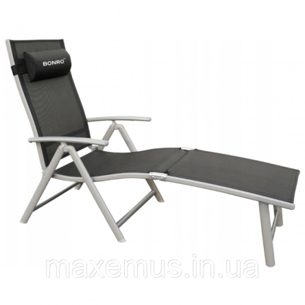 Раскладное садовое кресло лежак Bonro B G 0 0 8 шезлонг складной алюминиевая рама черный Мостиска