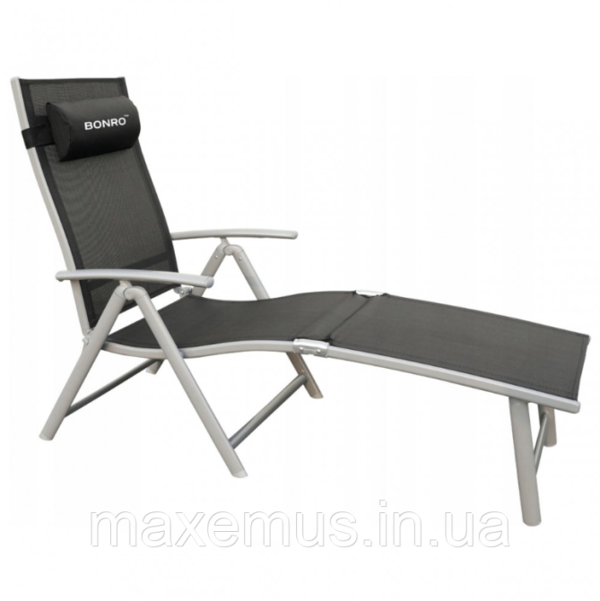Раскладное садовое кресло лежак Bonro B G 0 0 8 шезлонг складной алюминиевая рама черный Мостиска - изображение 4