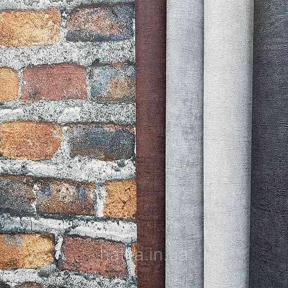 Шпалери вінілові на флізелін Rasch Factory 0.53х10,05 під цеглу коричневий чорний цегляний 428063 Київ