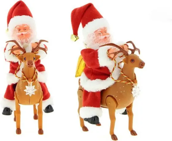 Игрушка Санта-Клаус верхом на олене /новогодняя игрушка Коломия