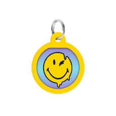 Адресник для тварин WAUDOG Smart ID з QR паспортом "Смайли на блакитному", коло 25 мм (225-0182) Вінниця