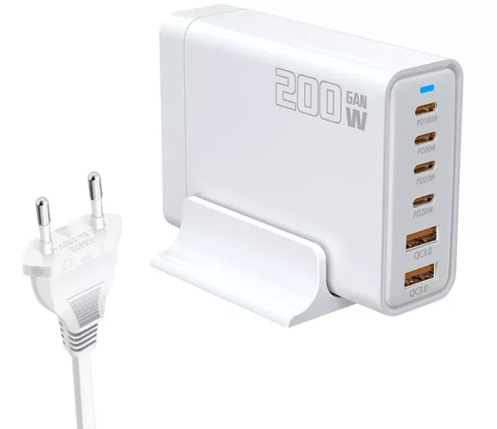 Сетевое зарядное устройство GaN YFY-IQ37 200W (1Type-C-100W+4Type-C-20W+3USBQC3.0-20W) Белый Винница