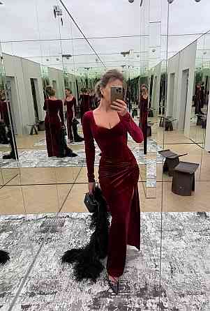 Жіноче привабливе елегантне довге плаття королівський щільний оксамит Бордо, 44/46 Одеса