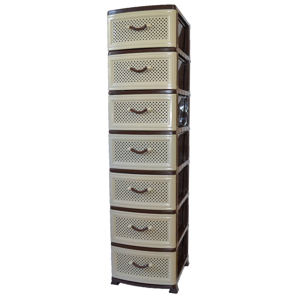 Комод пластиковый 7 ящиков 153х46х38 Efe Plastics, сетка, бежевый. Эфе пластик.. Одесса - изображение 1