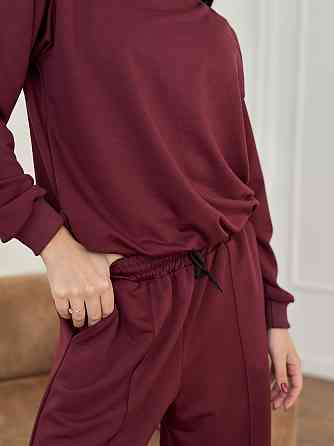 Женский спортивный костюм с широкими штанами Бордовый XL/XXL Харьков