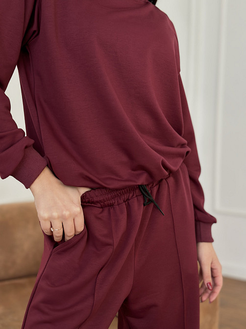 Женский спортивный костюм с широкими штанами Бордовый XL/XXL Харьков - изображение 4