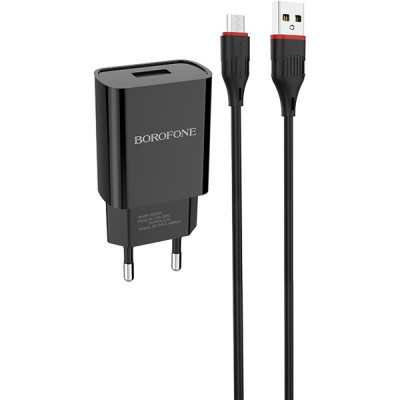 Зарядний пристрій BOROFONE BA20A Sharp USB + cable USB to Micro 5P 10.5W Black (6931474702135) Вінниця - фото 2