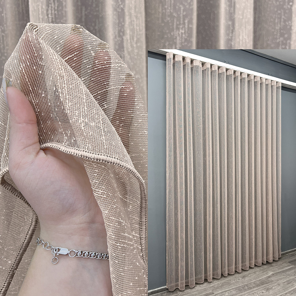 Тюль VR-Textil 1988т Льон Дощик капучино 400х270 см (42-1022) Київ - фото 1