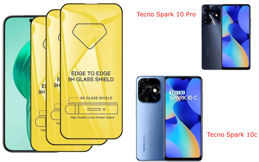 Захисне скло DefenzoGlass для Tecno Spark 10 Pro (KI7), Spark 10c – подвійна міцність Київ - фото 1