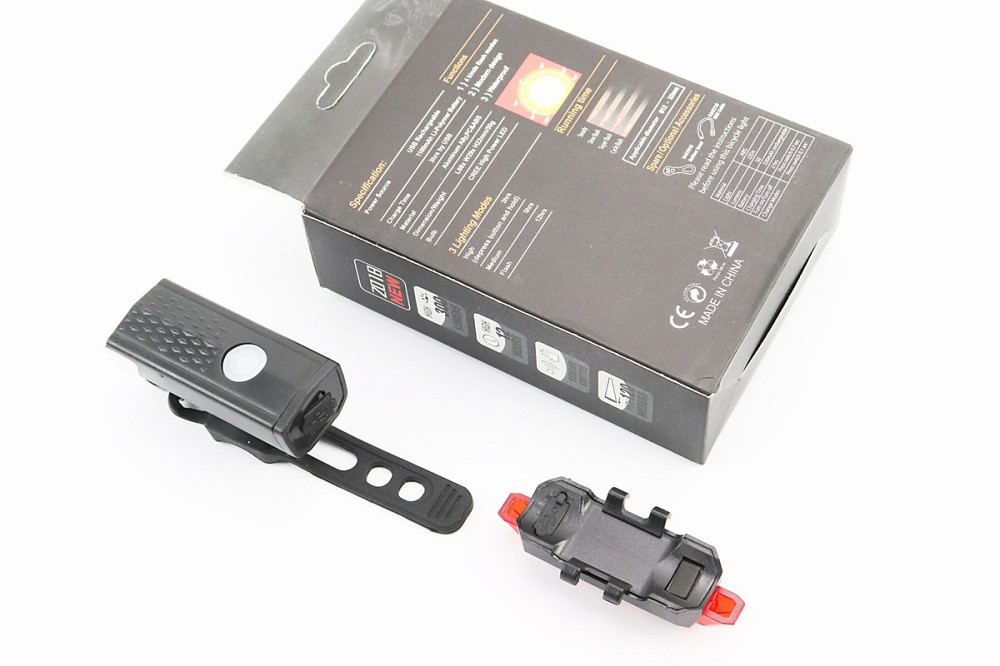 Ліхтар передній 300 lumen+задній 15 lumen, Li-ion 3.7V 330mAh зарядка від USB, вологозахисні к-кт, CYGM-2218 Київ - фото 2
