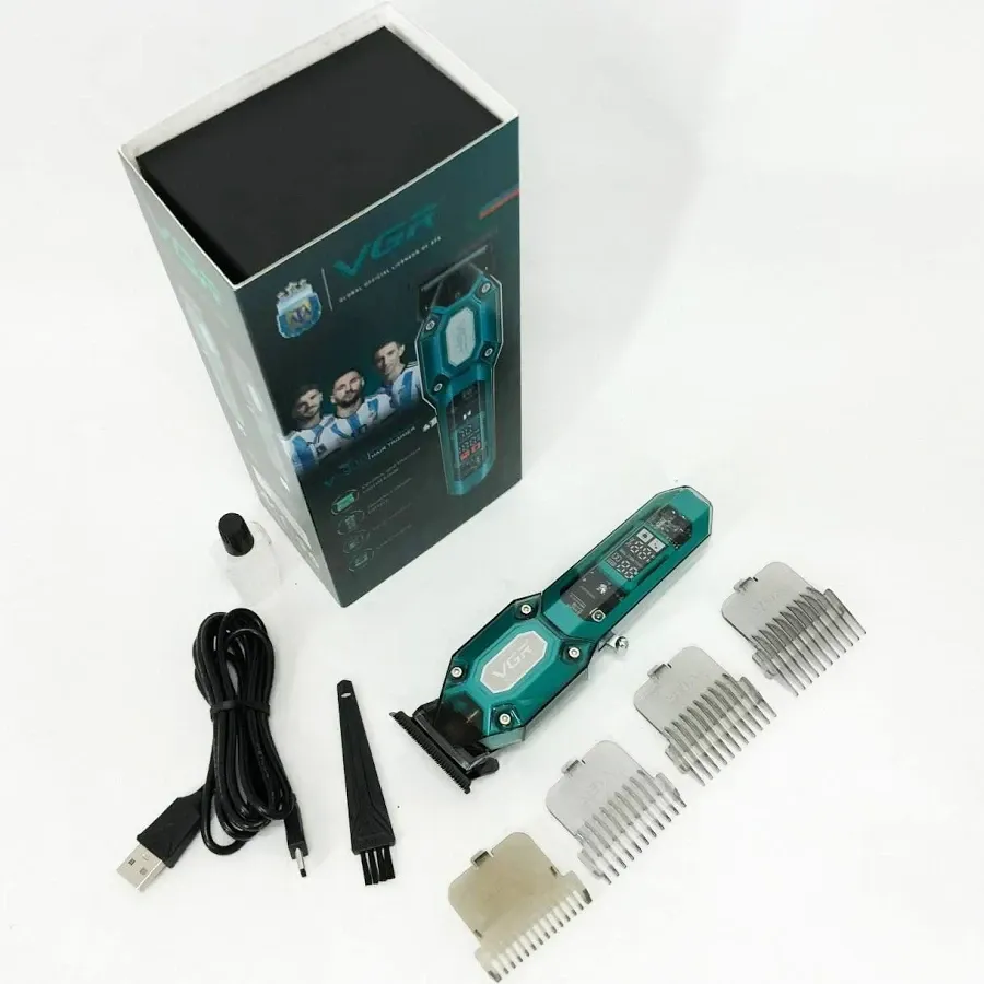 Набір Акумуляторна машинка для стрижки VGR V900 5 насадок регулювання довжини, щітка для очищення Одеса - фото 9
