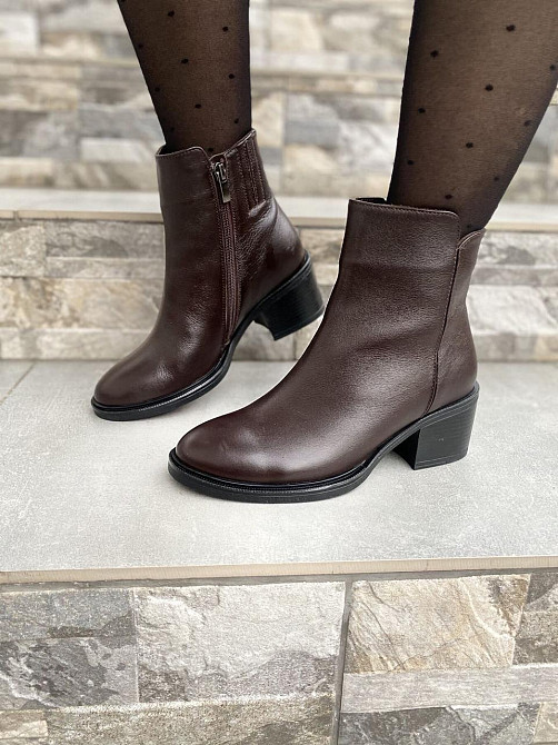 Injers Черевики жіночі INJERS коричневі натуральна шкіра висота каблука 6см висота черевика 10с Коломыя - изображение 10