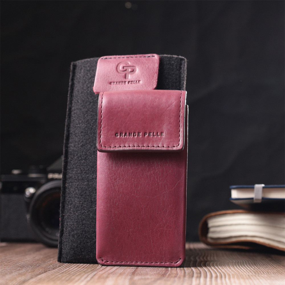 Ключниця для жінок у вигляді футляра з натуральної шкіри GRANDE PELLE 22572 Бордовий Київ - фото 1