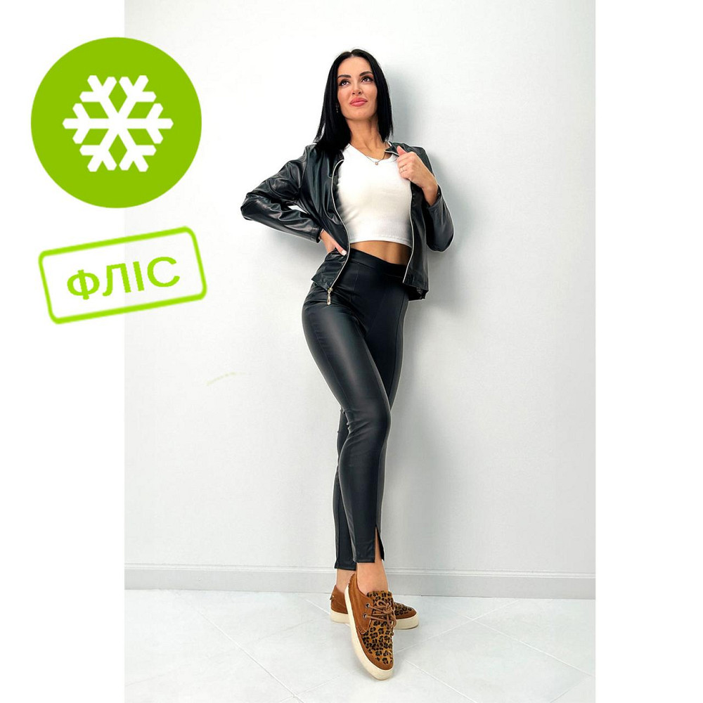 Кожаные брюки на флисе с разрезами Dallas Киев - изображение 1