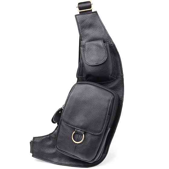 Сумка интересной формы через плечо из натуральной кожи Vintage 22958 Черный Киев