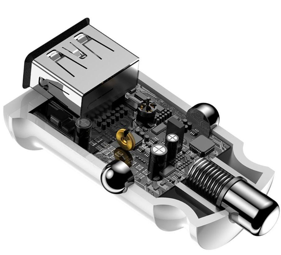 Автомобільний зарядний пристрій BASEUS С8-K Grain Mini Smart Car Charger 3.1 A (Білий, два USB-порта) Миколаїв - фото 6