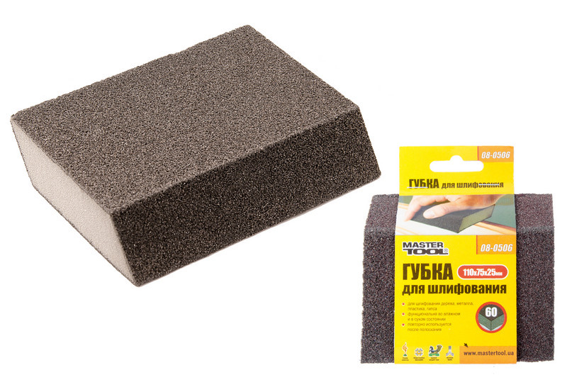 MASTERTOOL Губка для шліфування MASTERTOOL РОМБ Р60 110х75х25 мм 08-0506 Коломия - фото 2