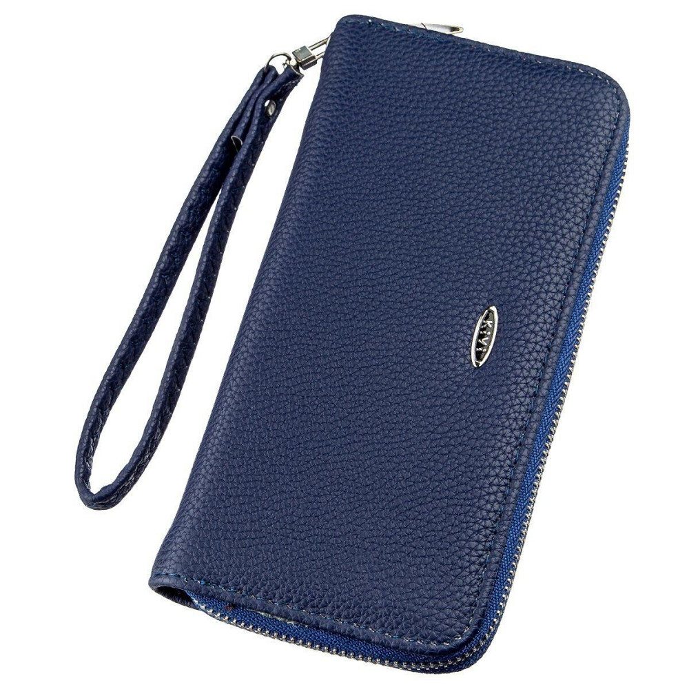 Гаманець жіночий на одну блискавку з екокожі флотар KIVI 19013 Синій Київ - фото 5