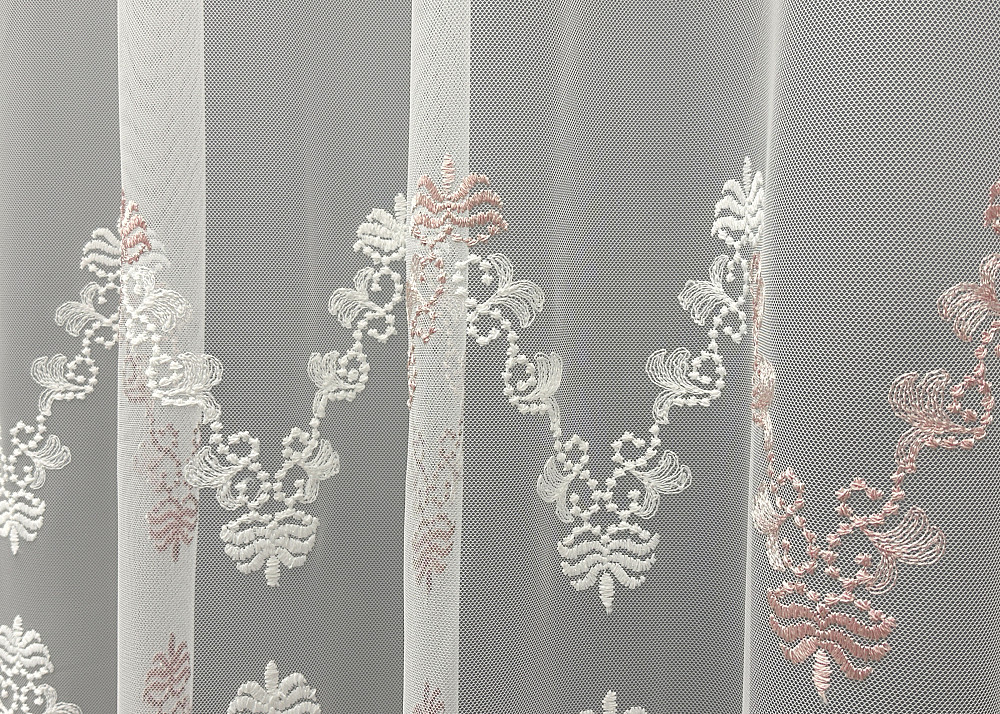 Тюль VR-Textil 1467т Грек-сітка з вишивкою Молочний з пудровим 300х270 см (42-0597) Київ - фото 6