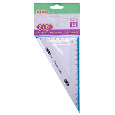 Линейка ZiBi Kids Line Угольник 140мм, 90°/60° с голубой полоской, блистер (ZB.5622-14) Винница - изображение 1