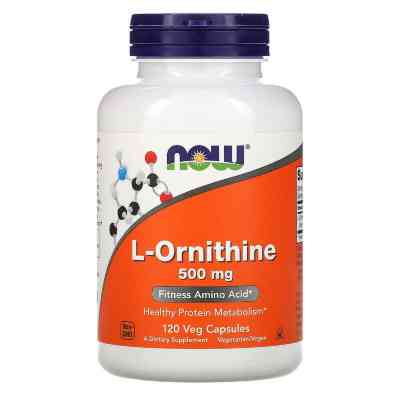Амінокислота Now Foods Орнітин, L-Ornithine, 500 мг, 120 вегетаріанських капсул (NOW-00122) Вінниця