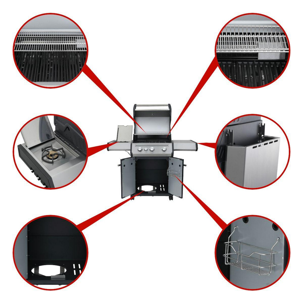 Газовий гриль SANTOS S-301 Black, з бічним пальником, чорний 900235 Код: 010949 Рівне - фото 7