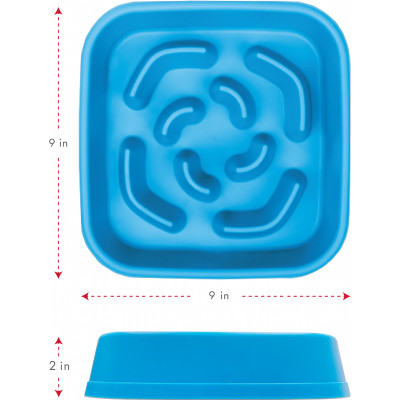 Посуда для собак Dexas Силиконовая квадратная миска Slow Maze Feeder для медленного кормления 1.44 л голубая (0084297309749) Винница - изображение 3