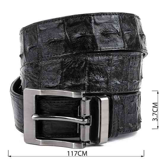 Ремінь класика з натуральної шкіри крокодила CROCODILE LEATHER 18018 Чорний Київ
