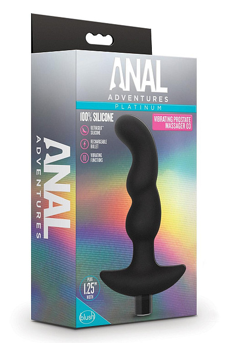Масажер простати звивистий з вібрацією Blush Anal Adventures чорний Sex Aura Київ - фото 13