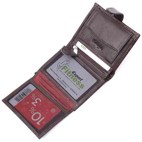 Надежный мужской кошелек из фактурной кожи KARYA 21039 Коричневый Киев