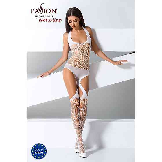 Бодистокинг Passion BS060 white, комбинезон, имитация трусиков и гольфиков Sex Aura Киев