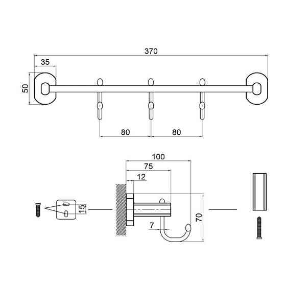 Крючки для полотенец в ванную Qtap Liberty CRM 1154-3 Киев