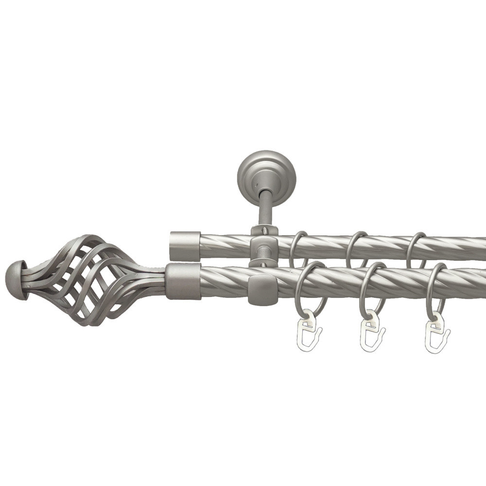 Карниз Orvit Арезо металевий дворядний відкритий скручена труба кільце металеве Сатин 19\16 мм 300 см (00-00023069) Львів - фото 1