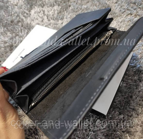 Стильный кожаный кошелек купюрник в ретро стиле черного цвета Grande Pellе Festa 513110 Киев - изображение 5