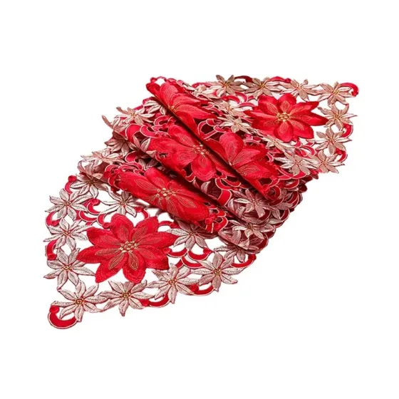 Новогодняя скатерть узкая 176 на 38 см красный Киев