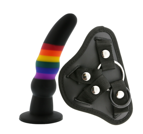 Страпон жіночий Райдужний COLOURFUL LOVE STRAP ON SOLID DILDO Sex Aura Київ