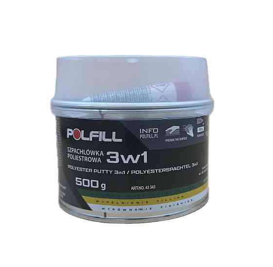 Шпаклівка 3в1 (уні+скловол+фініш) + затв. 500г яскраво зелений Polfill Киев