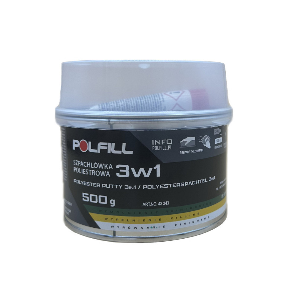 Шпаклівка 3в1 (уні+скловол+фініш) + затв. 500 г яскраво зелений Polfill Київ - фото 1