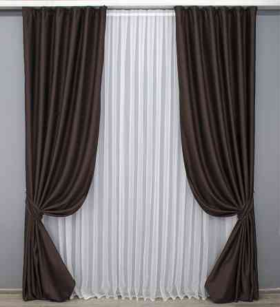 Комплект готовых штор VR-Textil Блэкаут Midnight № 1678ш Венге 150х290 см 2 шт (33-0562) Киев