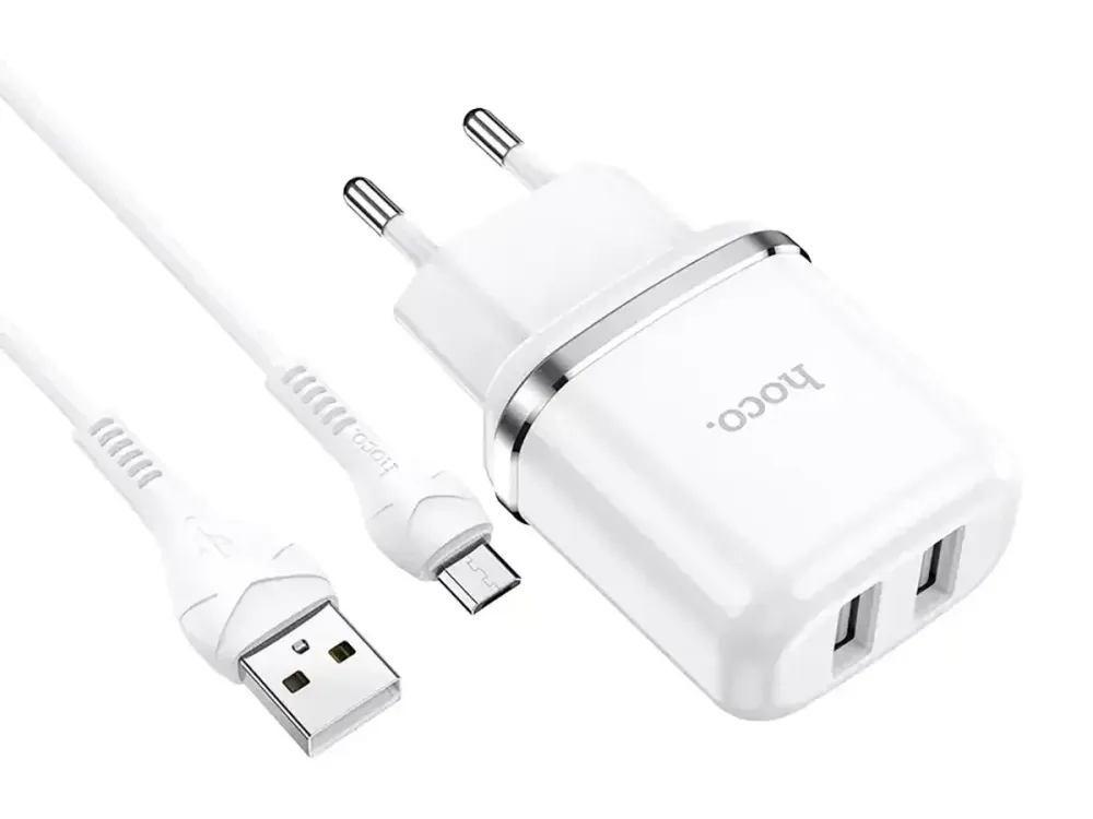 Зарядний пристрій Hoco N4 USBx2 з кабелем USB - micro USB, компактний, швидкий та безпечний Одеса - фото 9