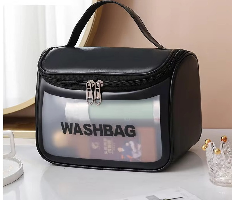 Косметичка, матова, дорожня з ручкою на блискавці, чорна Кам'янець-Подільський - фото 1