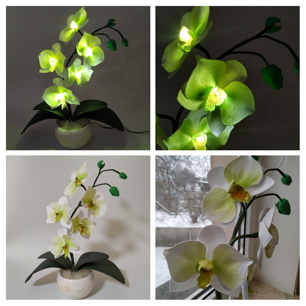 Світильник-нічник "Орхідея Біло-салатова" Дніпро - фото 9